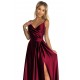 299-13 CHIARA eleganta satīna maxi kleita ar lencītēm - bordo