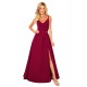 299-5 CHIARA eleganta maxi kleita ar lencītēm - bordo