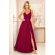 299-5 CHIARA eleganta maxi kleita ar lencītēm - bordo