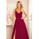 299-5 CHIARA eleganta maxi kleita ar lencītēm - bordo